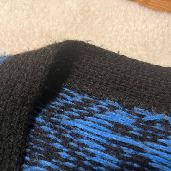 Womens Blue Black Aztec Tribal Pattern Knit Cardigan Sweater Pockets Sz LG/XL - Picture 6 of 10